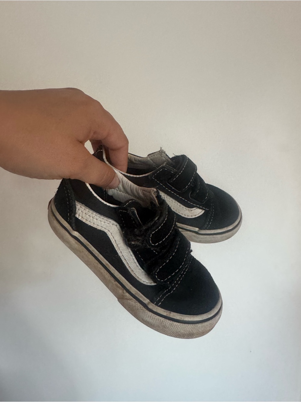 Vans Old Skool V 7 Black White Velcro Skate Sneakers Unisex Y2K Streetwear